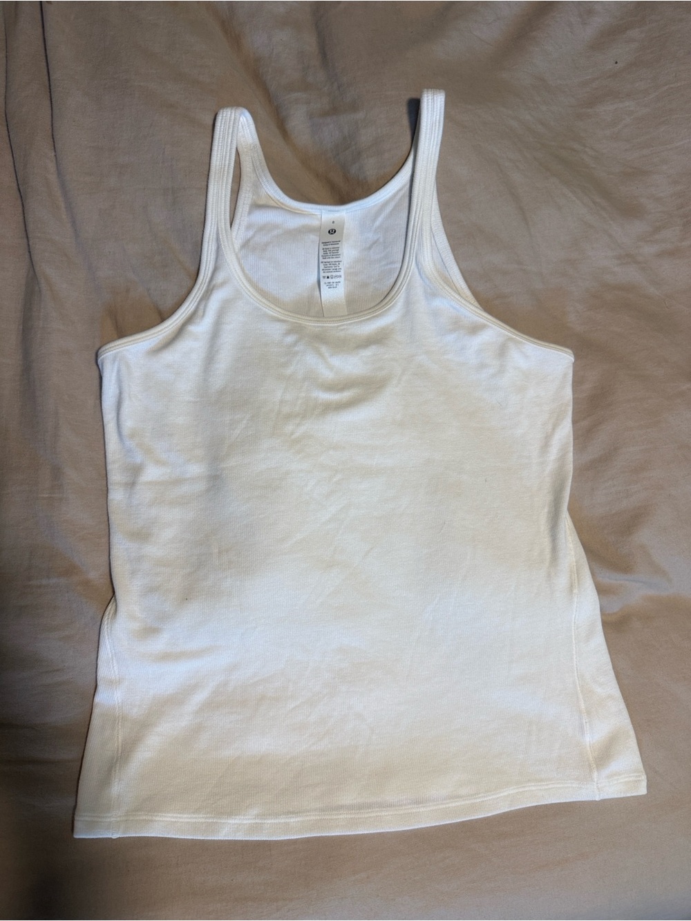 LULULEMON White Ribbed Modal Scoop Neck Tank Top Size 8 NWOT